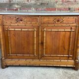 Bamboo-style pine sideboard and marble top early nineteenth century