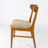 Set of six dining room chairs in teak and upholstered with light fabric, of danish design, 1960S