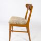 Set of six dining room chairs in teak and upholstered with light fabric, of danish design, 1960S