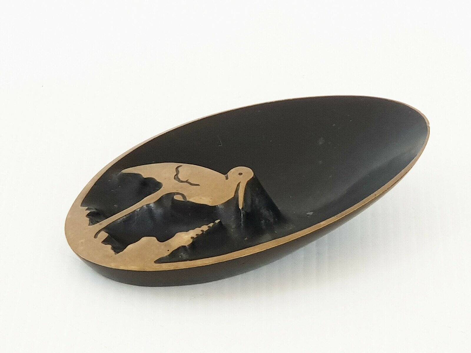 Vintage 1970s stork ashtray in gilded bronze