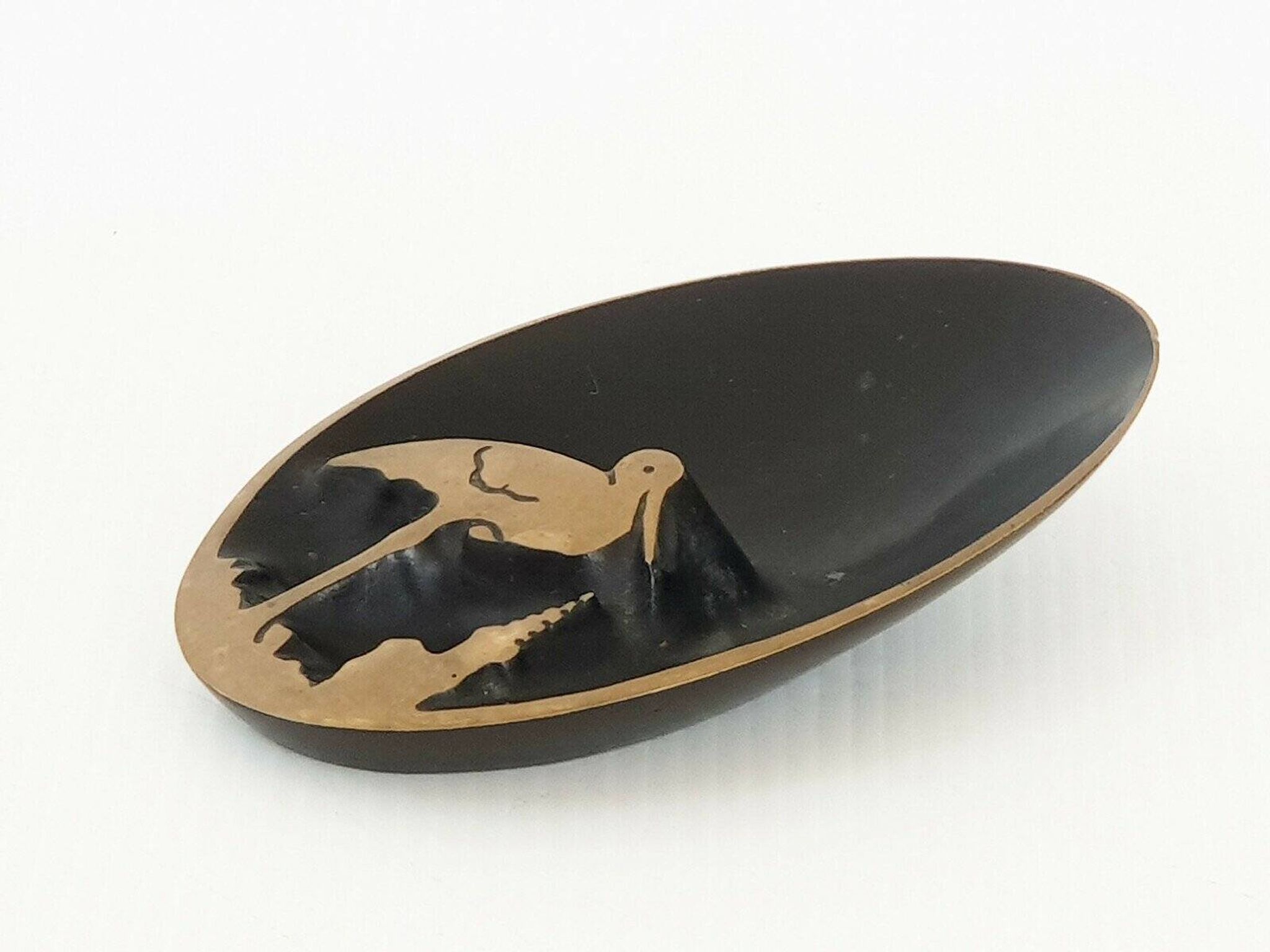 Vintage 1970s stork ashtray in gilded bronze