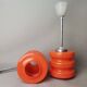 Pair Mid Century Modern MCM orange glass hanging lamps