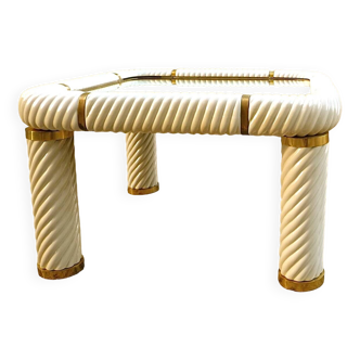 Table basse en céramique et verre miroir par Tommaso Barbi, Italie, années 1960