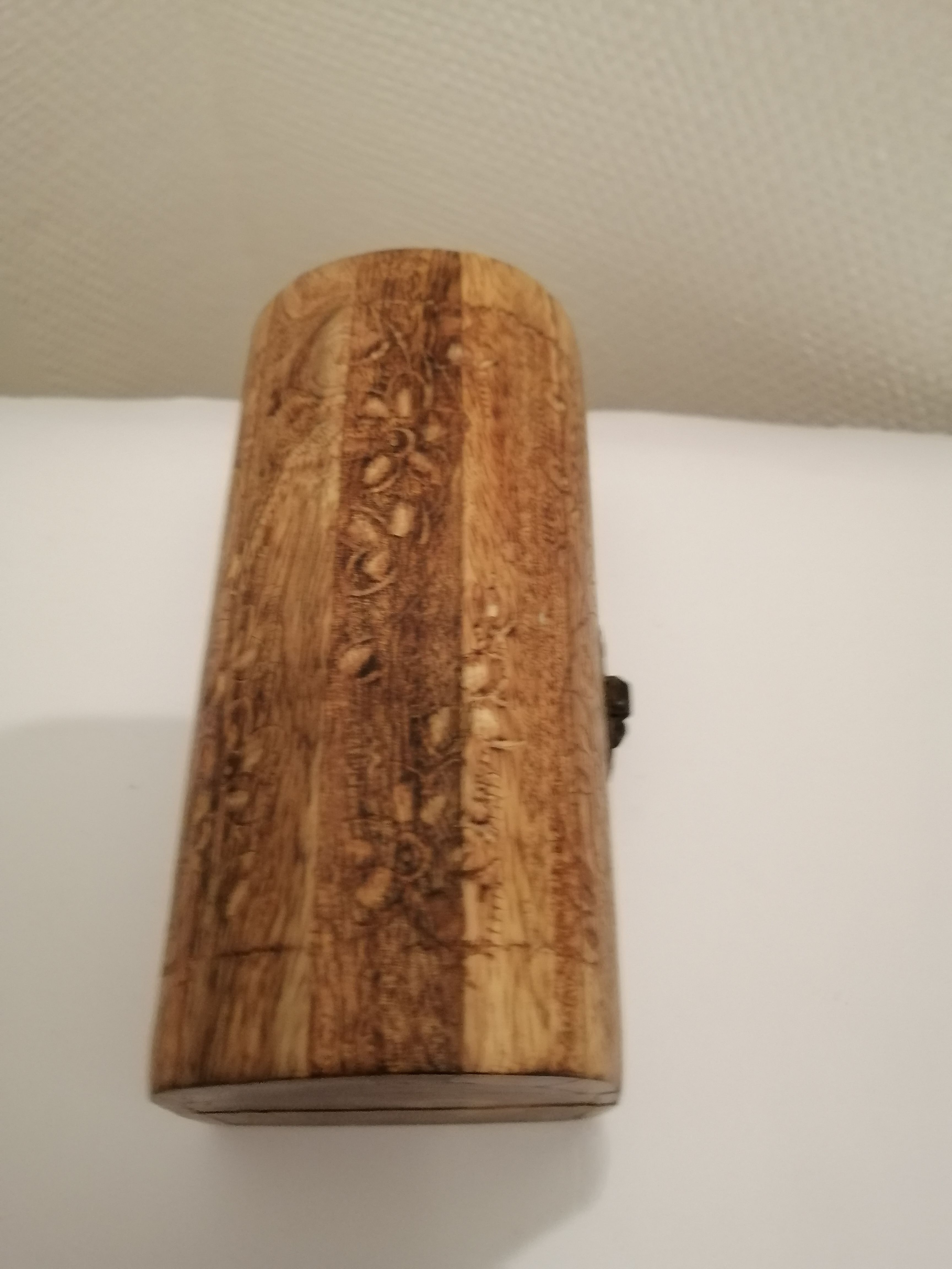 Super small wooden jewelry chest carved floral