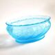 Old oval coupe basket in moulded blue glass, frosted acid, 1900.