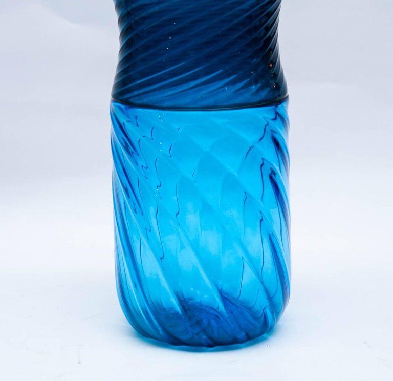 "Venini" signed blue Murano glass vase