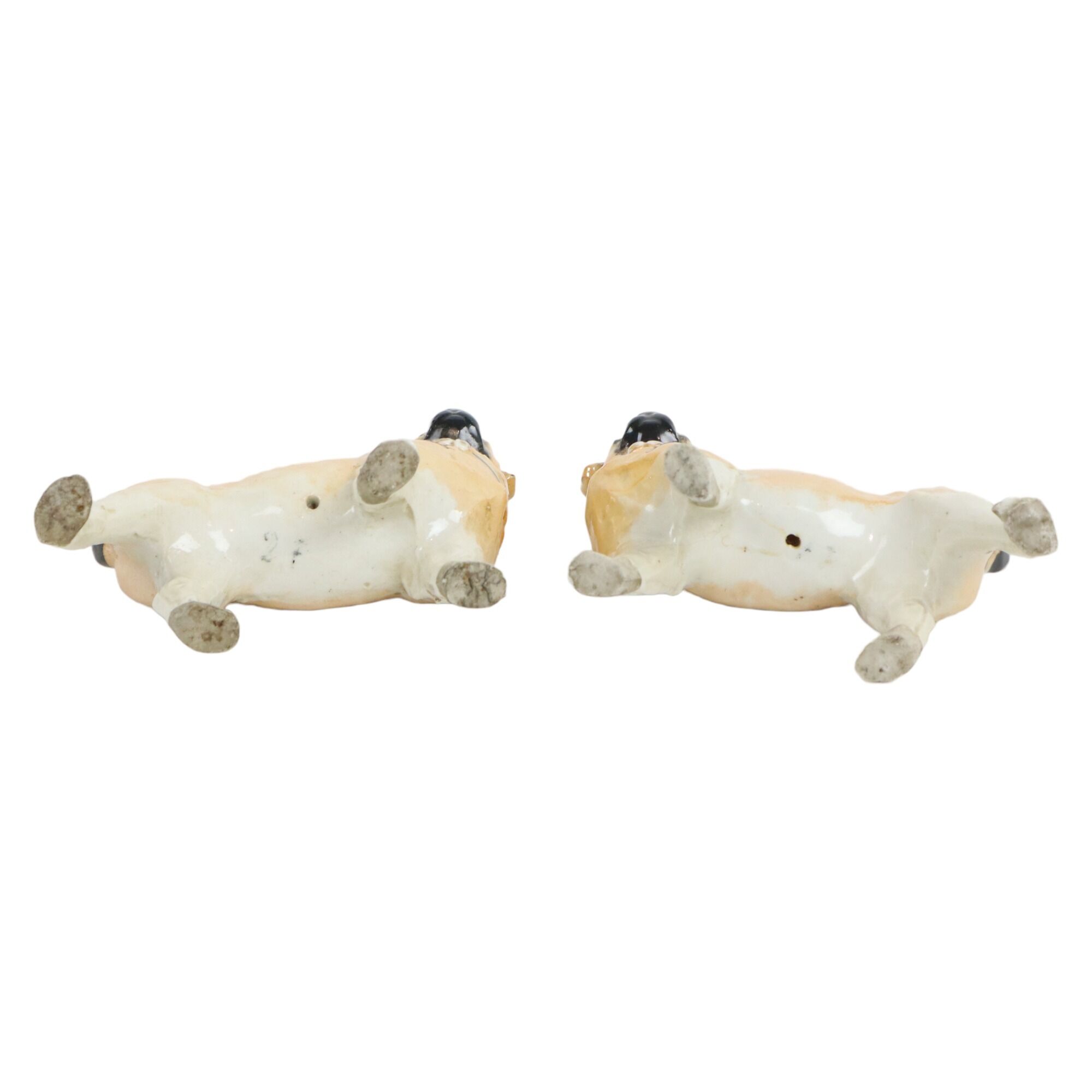 Antique Couple Porcelain Pug Statue Sculpture Art Nouveau 1920