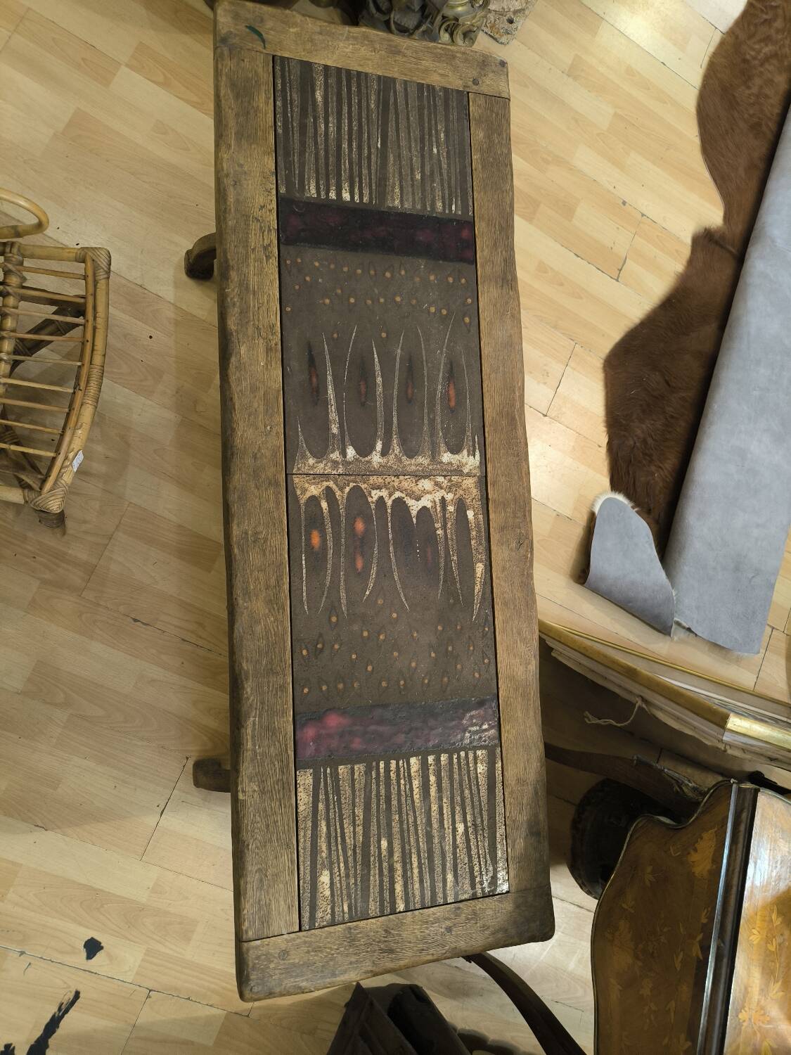 Table basse brutaliste par max & dominique picard 1950