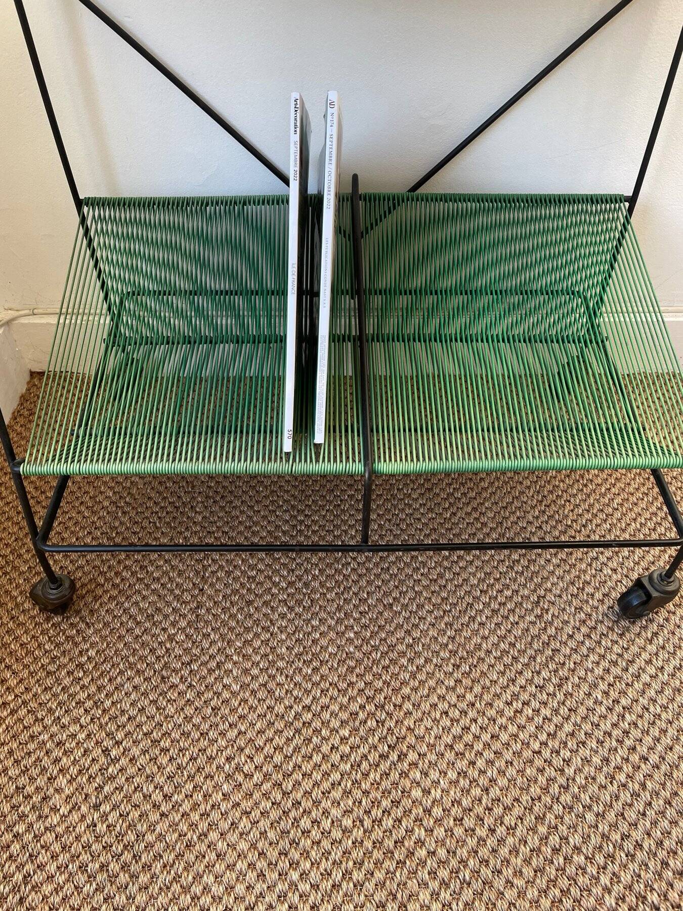 Side table • Vintage serving trolley • Vinyl record holder