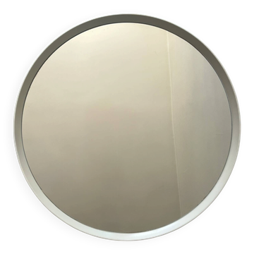 Large round white mirror space age design from around 1970.