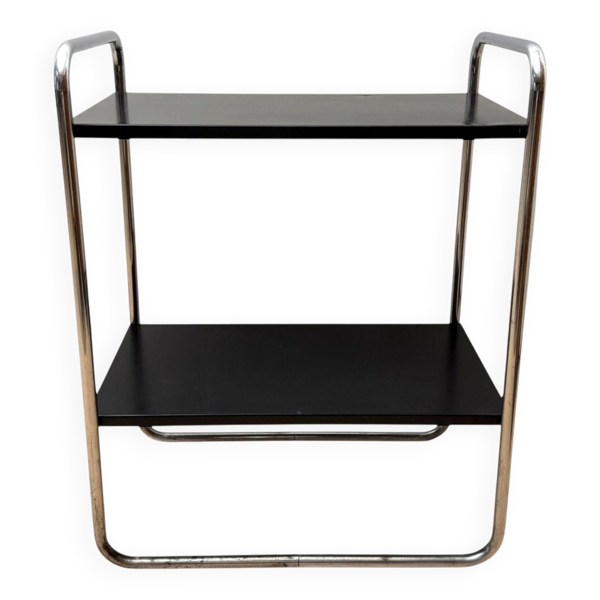 Table d'appoint en tube d'acier noir et chrome par Mauser Werke, Allemagne, 1950