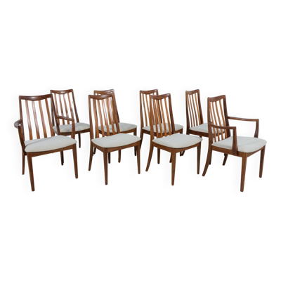 Chaises de salle à manger en teck et tissu du milieu du siècle par Leslie Dandy pour G-Plan, années 1960