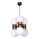 Mid-Century Chandelier in Brass and Opaline Glass, Czech, 1960s