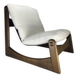 Brutalist lounge low relax chair in bouclé by Carl Straub, 1970s