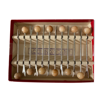 Set of 12 cocktail spades with "pearl" balls, 60s. New.Very good condition.