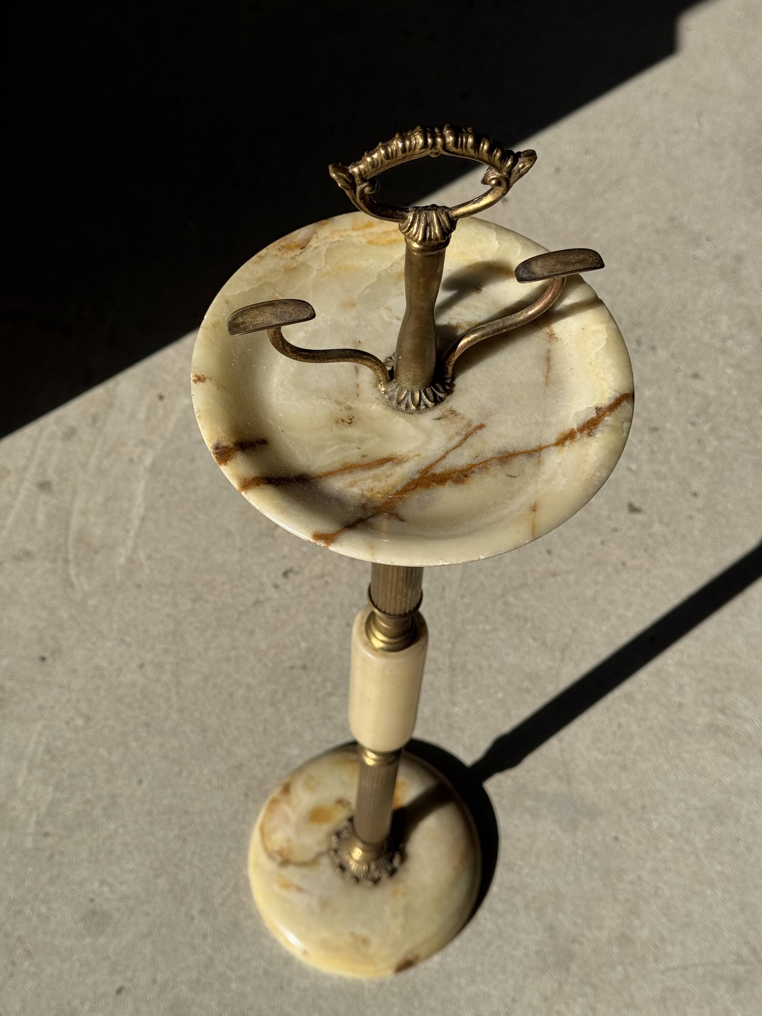Marble and brass standing ashtray H74 D17