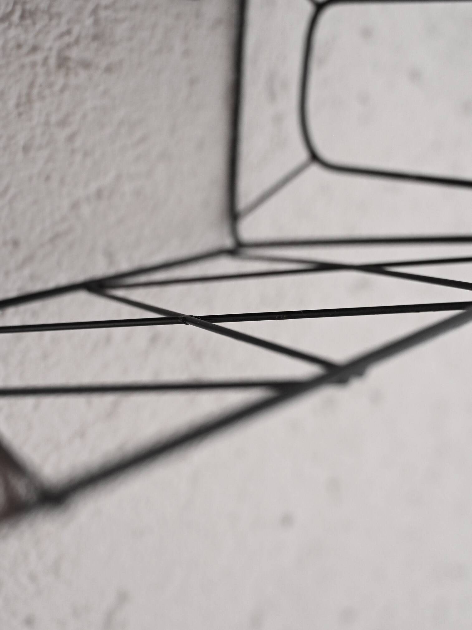 Teak and metal wall-mounted bedside table