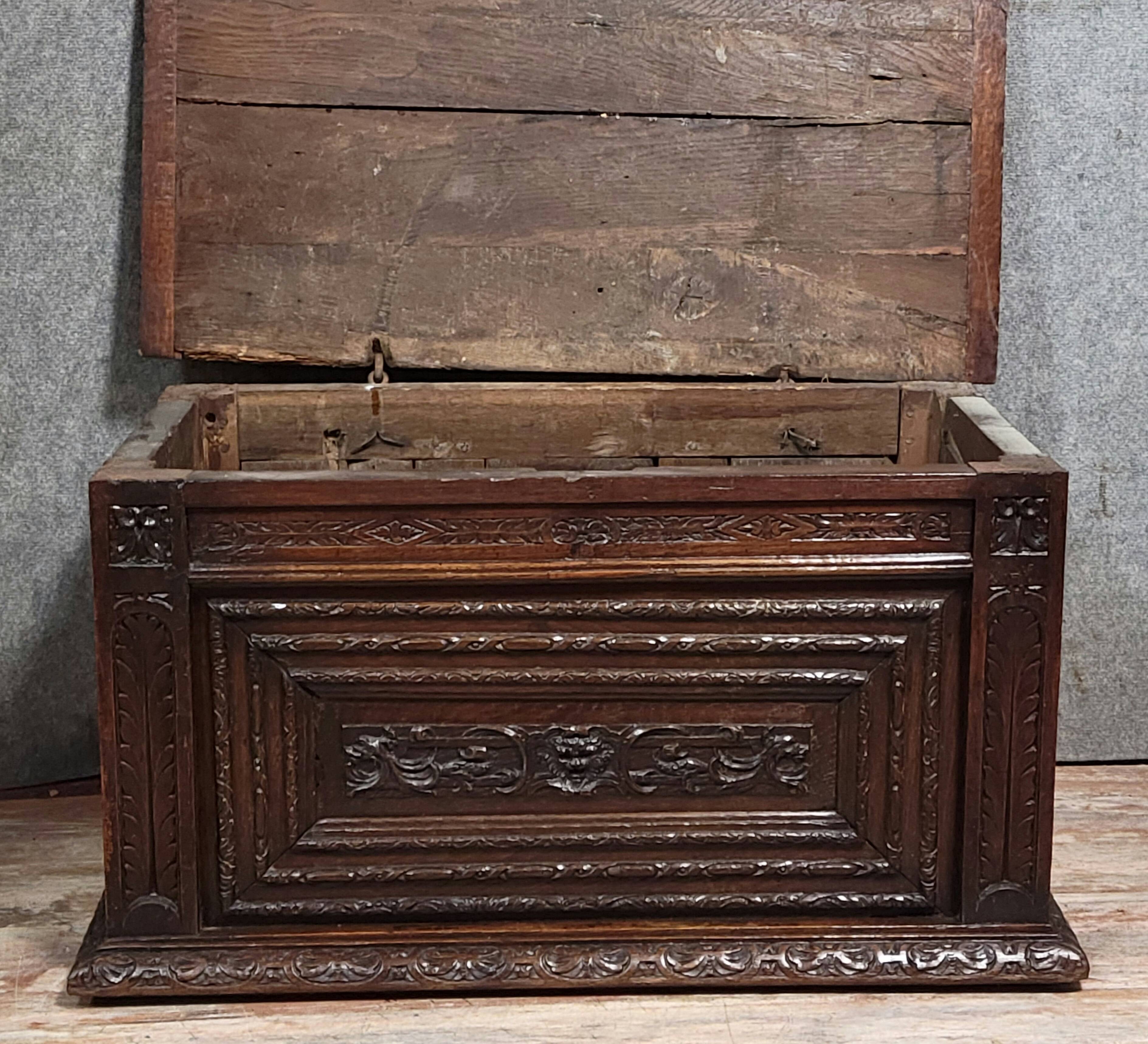 Louis XIII period solid oak chest