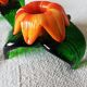 Lot trois Bougeoirs fleurs Murano