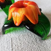 Lot of three Murano flower candle holders.