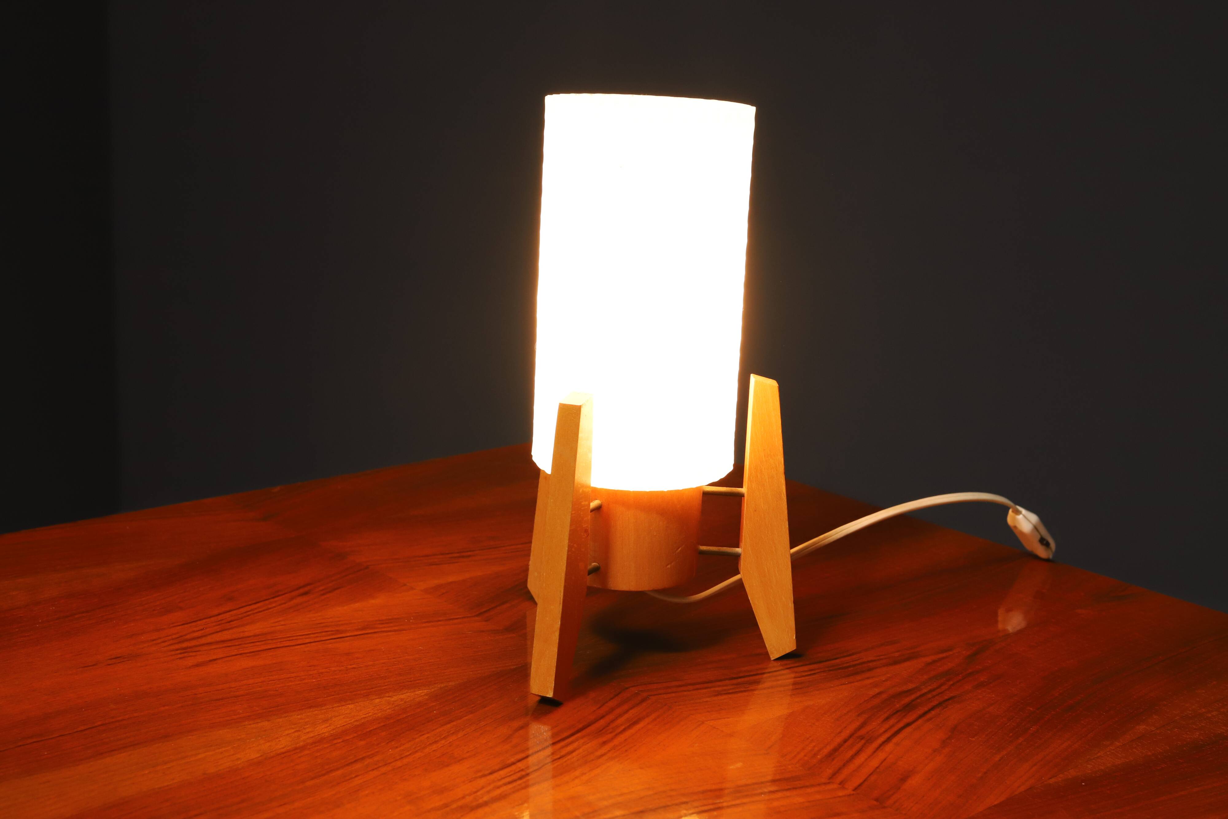 Mid century rocket desk lamp by Drevo Humpolec, Czechoslovakia, 1960´s