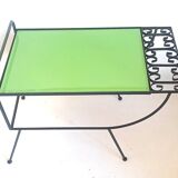 1960s side table with a lime green top, width 65.5 cm.