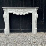 Louis XV style fireplace in Carrara marble circa 1980