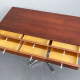 Rare small chest of drawers with 6 drawers, teak wood with chrome-plated base by George Nelson for Herman Miller, USA, 1950s