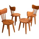 Set of 4 pine chairs by Torsten Claesson, Sweden circa 1950