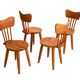 Set de 4 chaises en pin par Torsten Claesson, Suède circa 1950