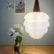Vintage Scandinavian pendant lamp in teak and opaline