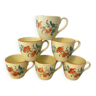 Set of 6 coffee cups Sarreguemines France