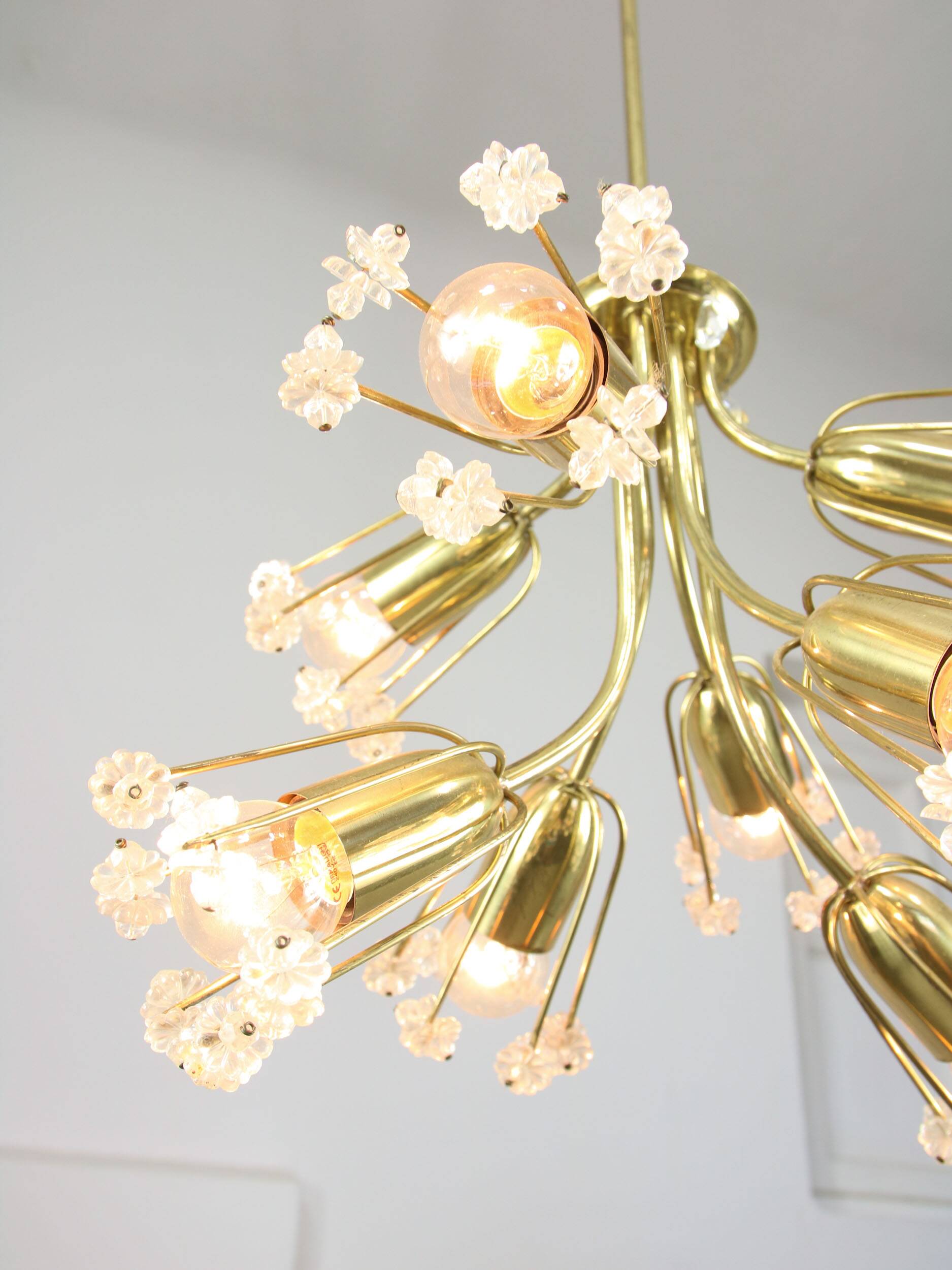 Mid-Century Chandelier by Emil Stejnar for Rupert Nikoll / 1950s Austria / Flower Bouquet Light