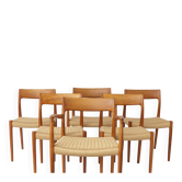 Ensemble de 6 chaises de salle à manger Niels Møller – Modèles 77 et 57, teck, corde danoise