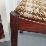 Pair of 70's wooden and tweed chairs