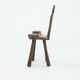 Brutalist Spanish Side Chair Stool in Solid Oak, 1960s