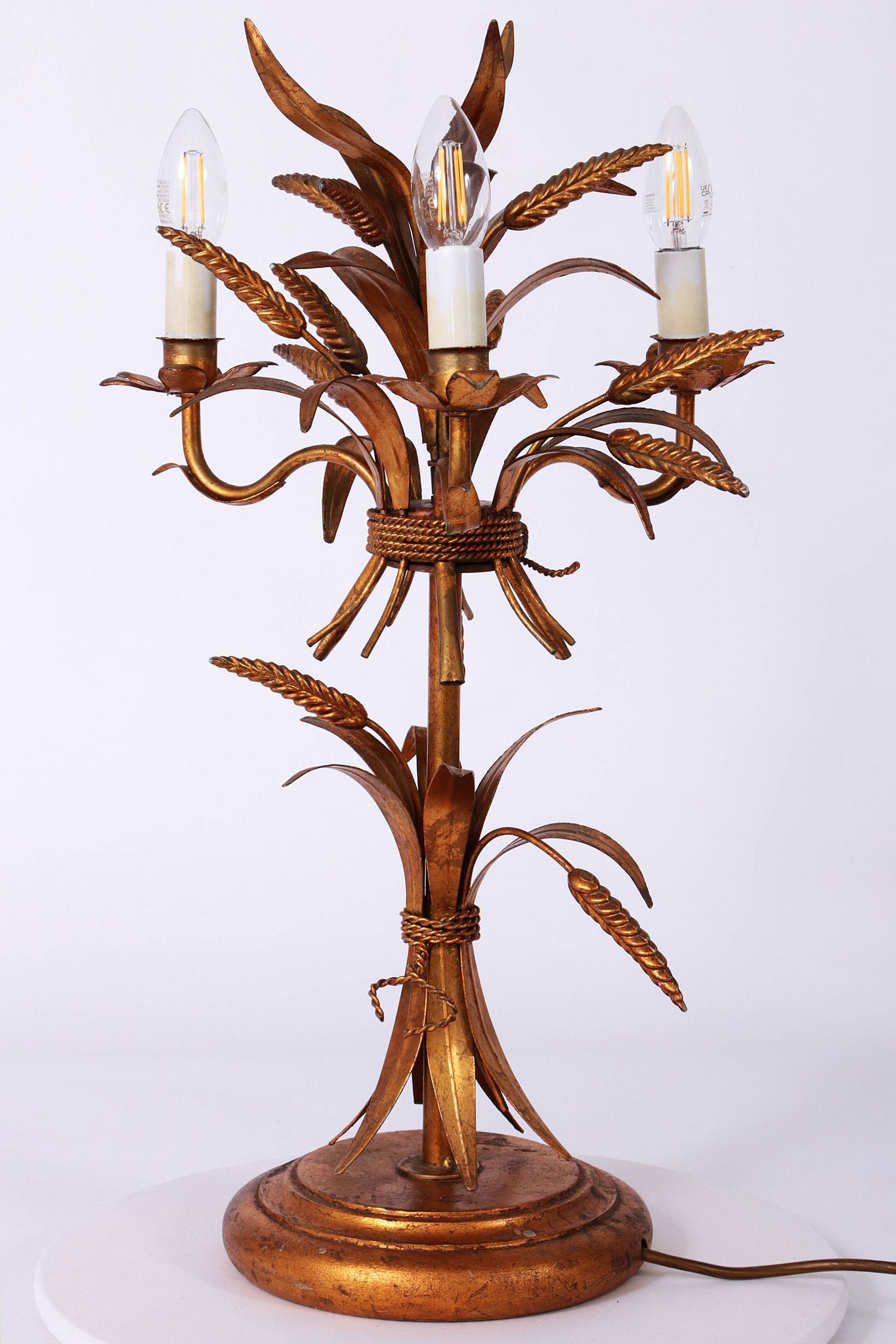 Gilt ‘Sheaf of Wheat’ Table Light, Florentine Table Lamp by Hans Kögl, 1960s