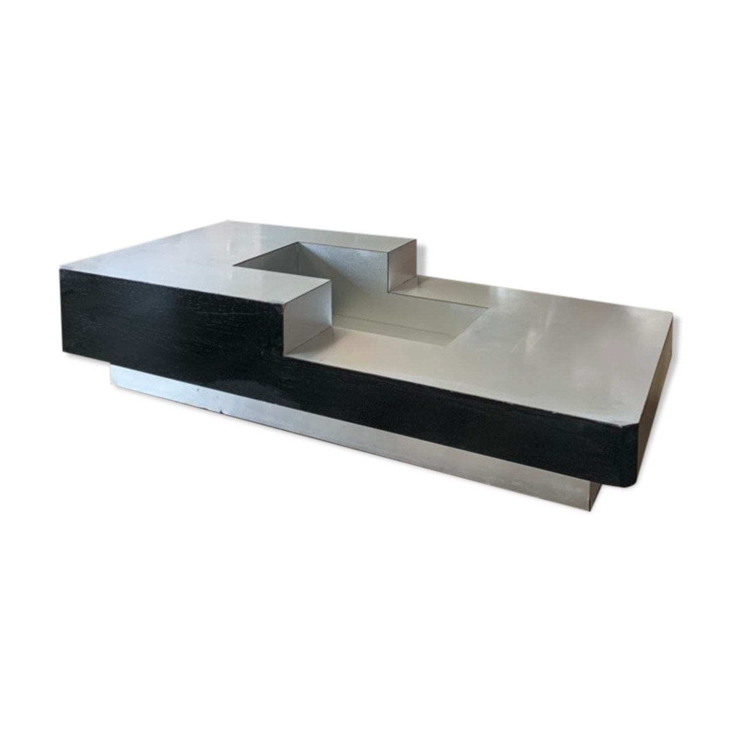 Table basse aluminium et bois