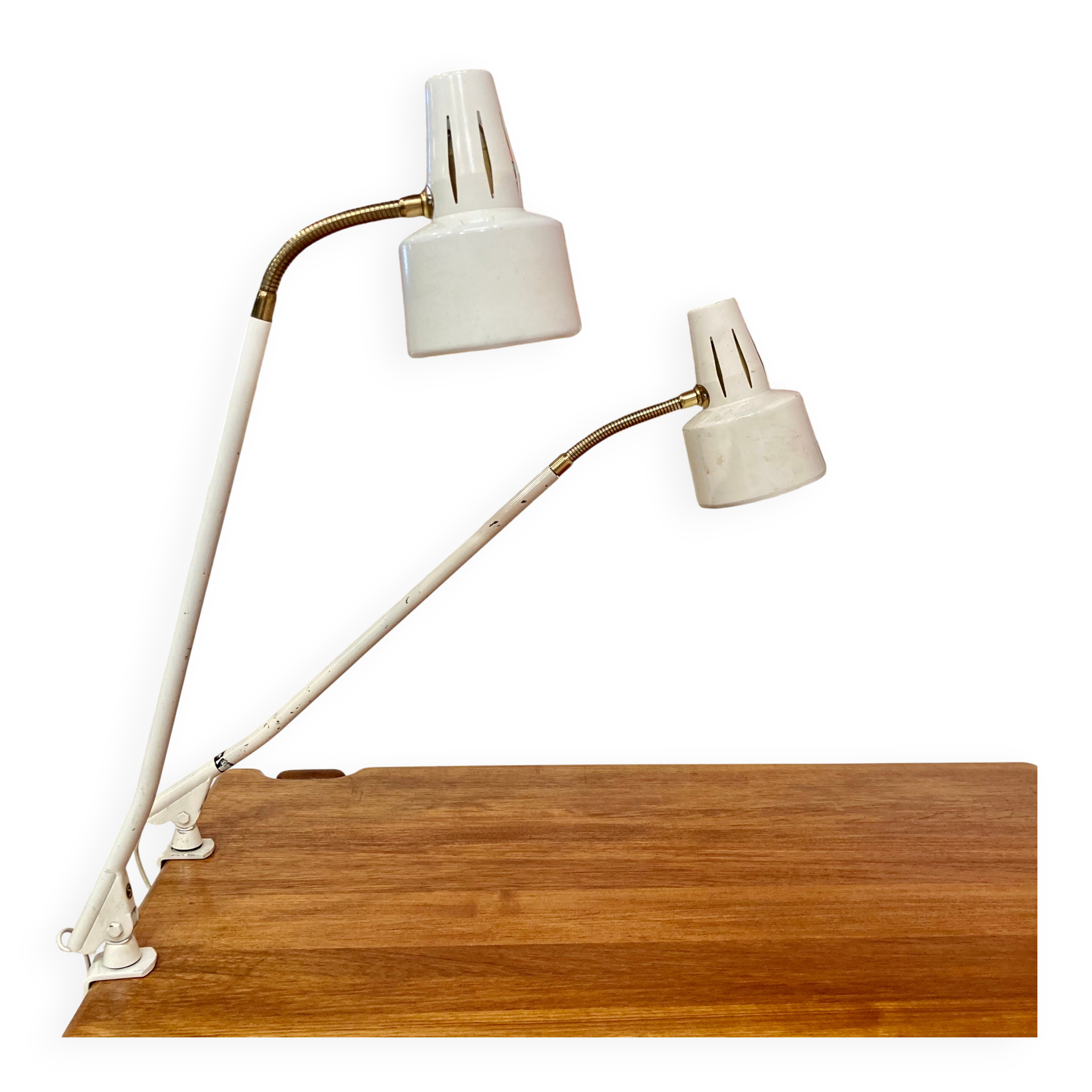 Pair of large industrial lamps 1950.