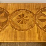 Large marquetry wooden dining table – Top with rosette decoration