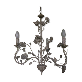 Chandelier 3 branches in patinated iron