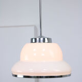 Mid-century opaline & chrome pendant lamp