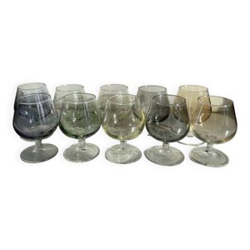 10 coloured Luminarc glasses