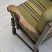 1970s, pair of Danish armchairs, original green furniture wool, oak wood.