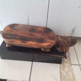 Foot rest in solid wood, dog form