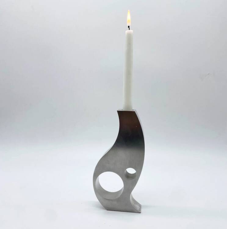 Brushed aluminum "Space Age" candlestick/vase, 1970s
