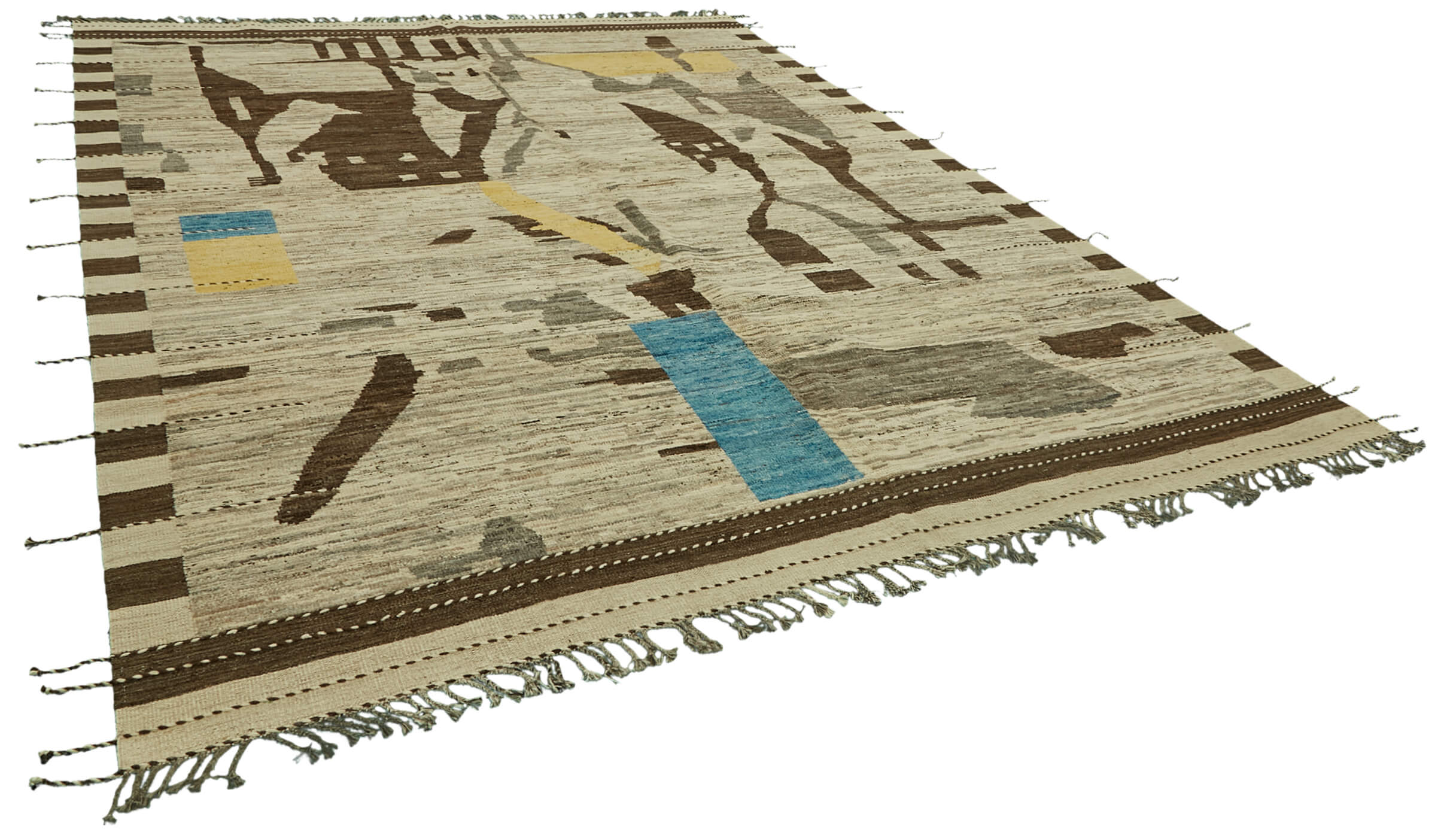 Hand-Knotted Turkish Contemporary 290 cm x 380 cm Beige Wool Carpet