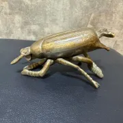 Brass Beetle Ashtray, Hinged Insect Figurine with Lift Up Wing Case