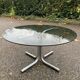 Italian round coffee table in chrome and smoked glass Giotto Stoppino style 1970