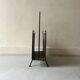 1970s design magazine rack in metal and python leather
